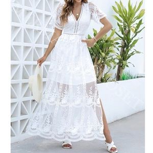 Mermaids closet white lace maxi dress size XXL